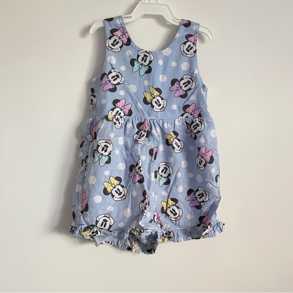Disney Minnie Mouse Girls Romper Blue Polka Dot Button Front Size 24 Months - Picture 6 of 8